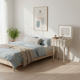 Sleek Modern Minimalist Rectangular Makeup Vanity with Eco-Friendly High-Density Board, 4-Leg Design and 2 Drawers for Bedroom
