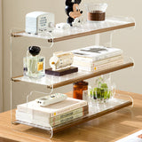 Modern Minimalist Rectangular Bookshelves — Bamboo, Acrylic & ABS — 2, 3, or 4-Tier for Home Office