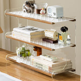 Modern Minimalist Rectangular Bookshelves — Bamboo, Acrylic & ABS — 2, 3, or 4-Tier for Home Office