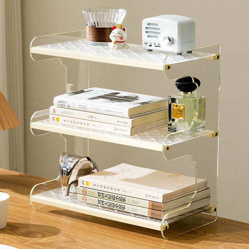 Modern Minimalist Rectangular Bookshelves — Bamboo, Acrylic & ABS — 2, 3, or 4-Tier for Home Office