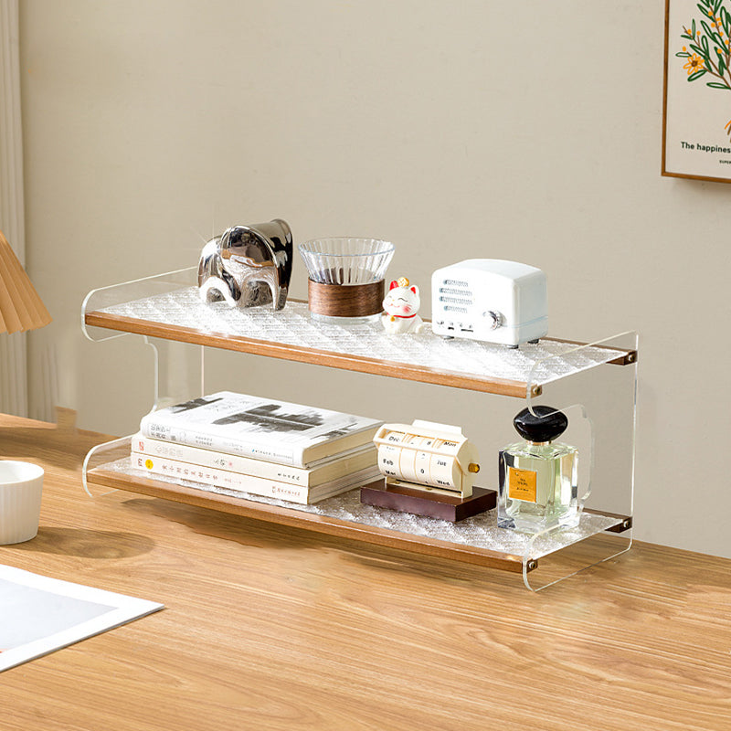 Modern Minimalist Rectangular Bookshelves — Bamboo, Acrylic & ABS — 2, 3, or 4-Tier for Home Office