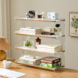 Modern Minimalist Rectangular Bookshelves — Bamboo, Acrylic & ABS — 2, 3, or 4-Tier for Home Office