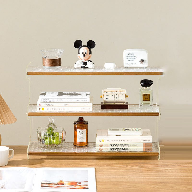 Modern Minimalist Rectangular Bookshelves — Bamboo, Acrylic & ABS — 2, 3, or 4-Tier for Home Office