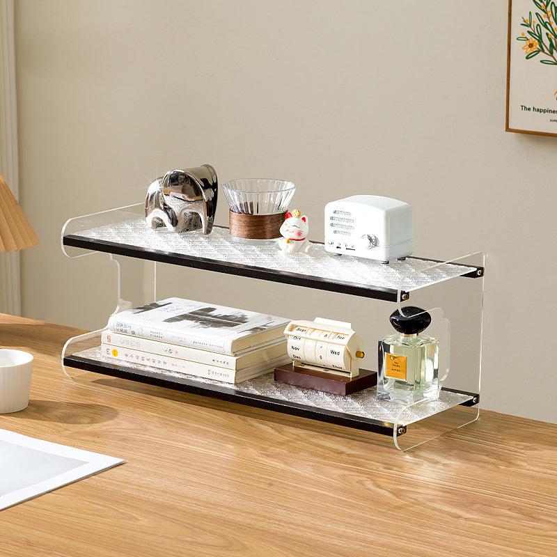 Modern Minimalist Rectangular Bookshelves — Bamboo, Acrylic & ABS — 2, 3, or 4-Tier for Home Office