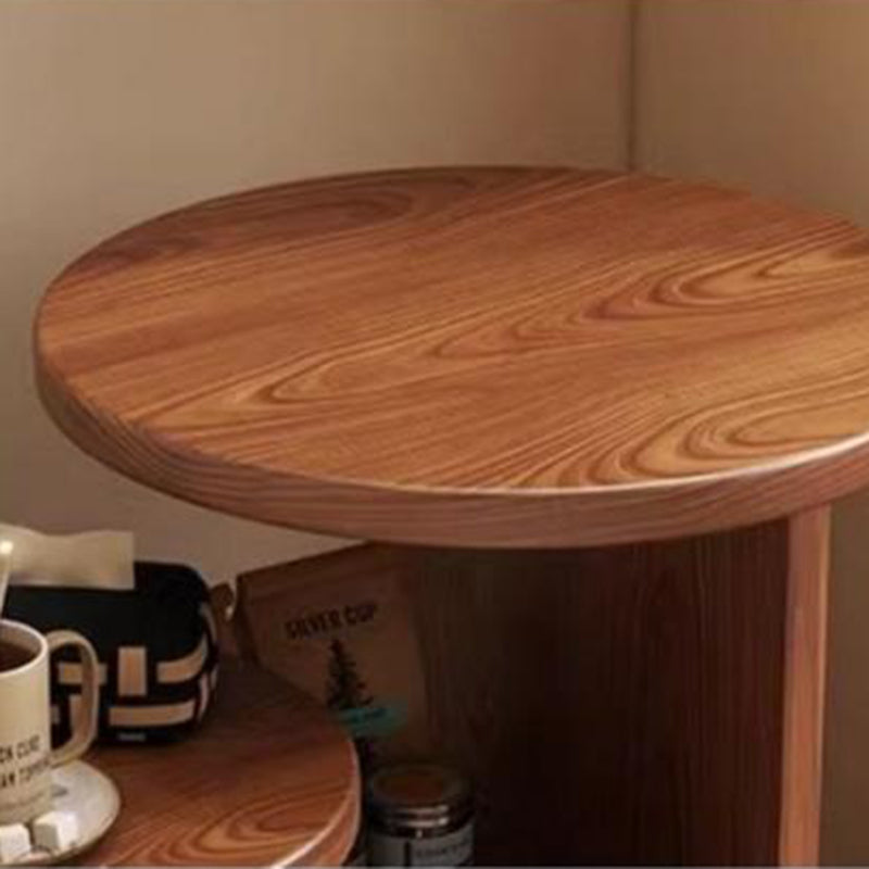 Contemporary Pine Wood Round Cat Bed Nightstand — 3-Tier Design for Bedroom