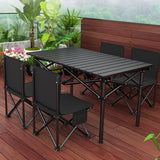 Sleek Modern Minimalist Rectangular Carbon Steel Folding Outdoor Dining Table – 1-Tier for Patio
