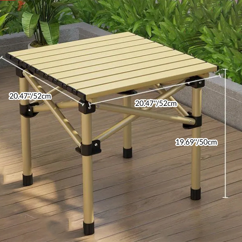 Sleek Modern Minimalist Rectangular Carbon Steel Folding Outdoor Dining Table – 1-Tier for Patio