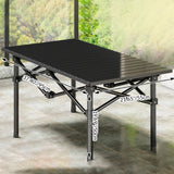 Sleek Modern Minimalist Rectangular Carbon Steel Folding Outdoor Dining Table – 1-Tier for Patio