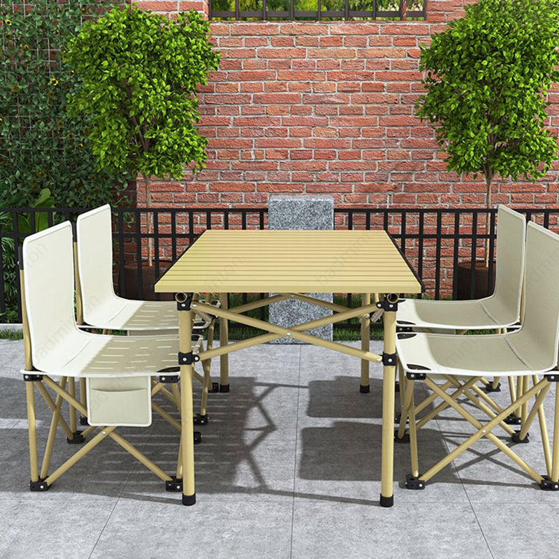 Sleek Modern Minimalist Rectangular Carbon Steel Folding Outdoor Dining Table – 1-Tier for Patio