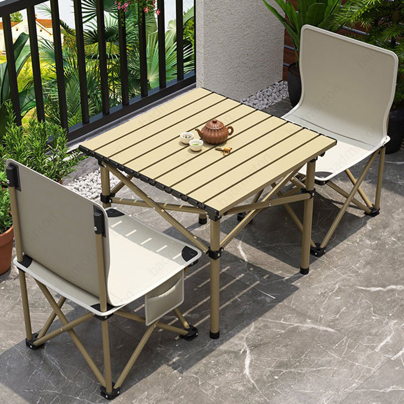 Sleek Modern Minimalist Rectangular Carbon Steel Folding Outdoor Dining Table – 1-Tier for Patio