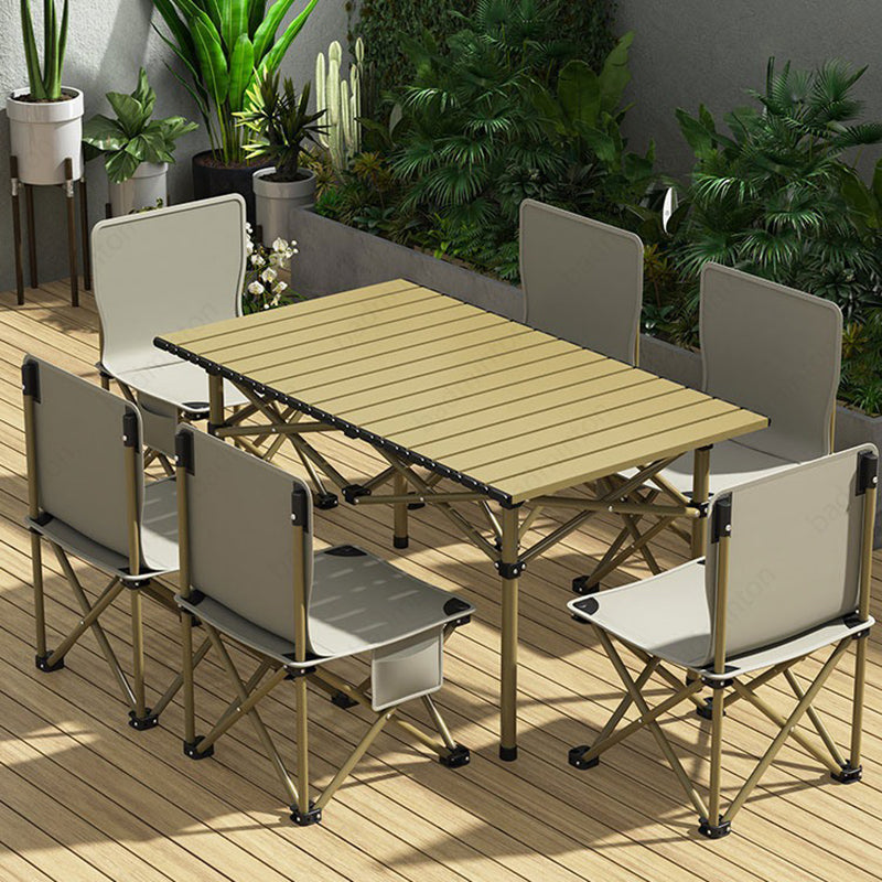 Sleek Modern Minimalist Rectangular Carbon Steel Folding Outdoor Dining Table – 1-Tier for Patio