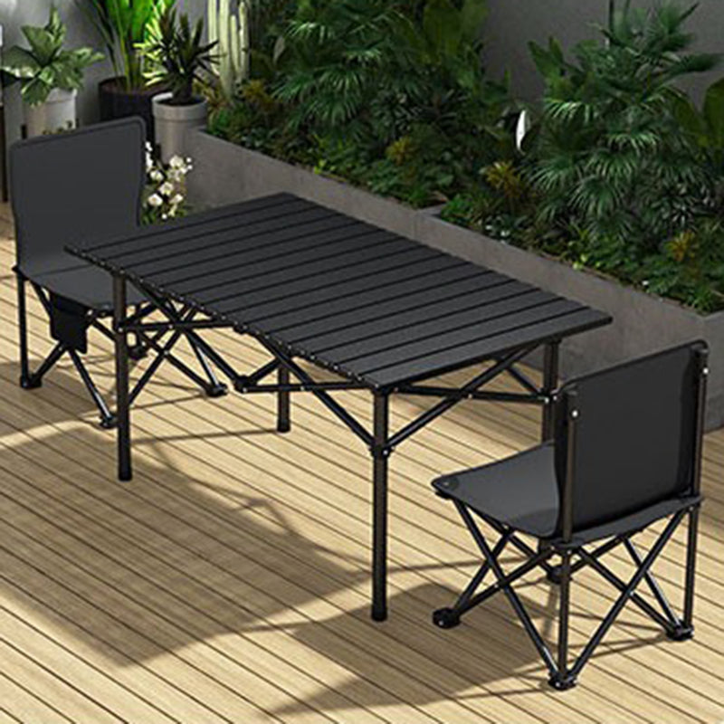 Sleek Modern Minimalist Rectangular Carbon Steel Folding Outdoor Dining Table – 1-Tier for Patio