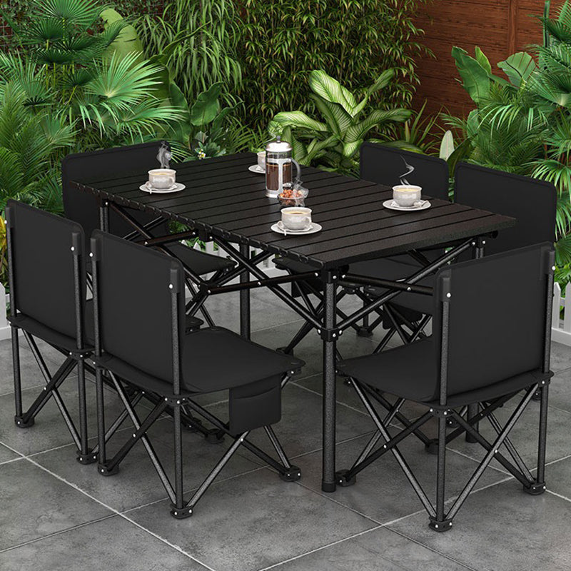 Sleek Modern Minimalist Rectangular Carbon Steel Folding Outdoor Dining Table – 1-Tier for Patio