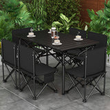 Sleek Modern Minimalist Rectangular Carbon Steel Folding Outdoor Dining Table – 1-Tier for Patio