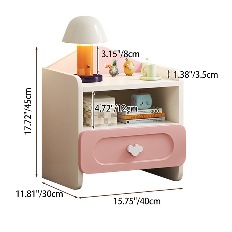 Modern Kids Nightstand with 2 Drawers — Square MDF Nightstand for Bedroom