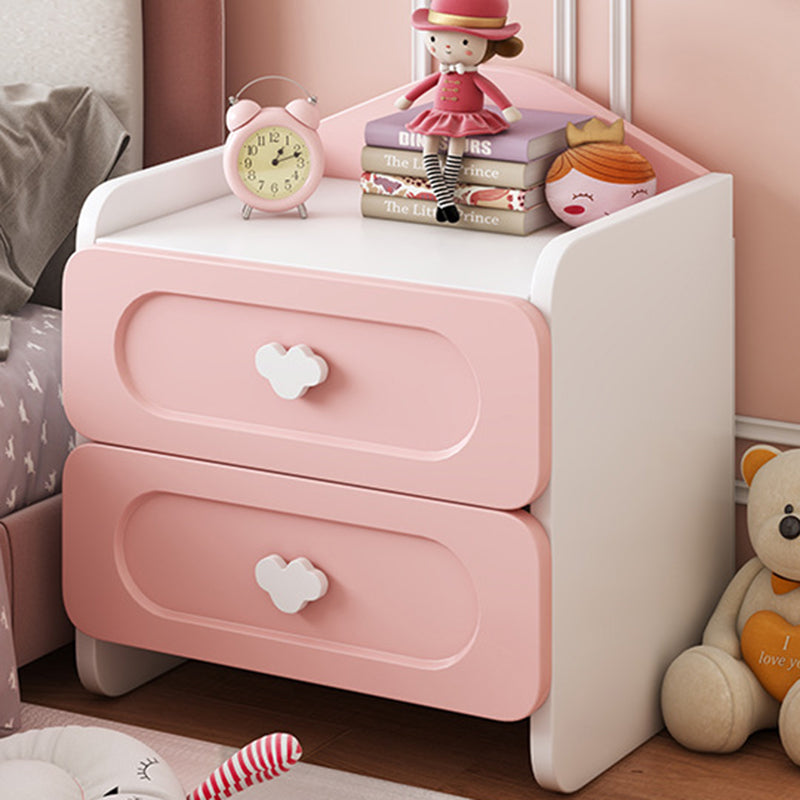 Modern Kids Nightstand with 2 Drawers — Square MDF Nightstand for Bedroom
