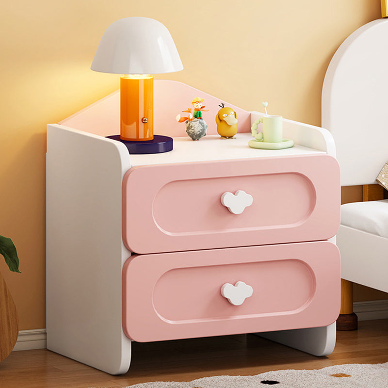 Modern Kids Nightstand with 2 Drawers — Square MDF Nightstand for Bedroom