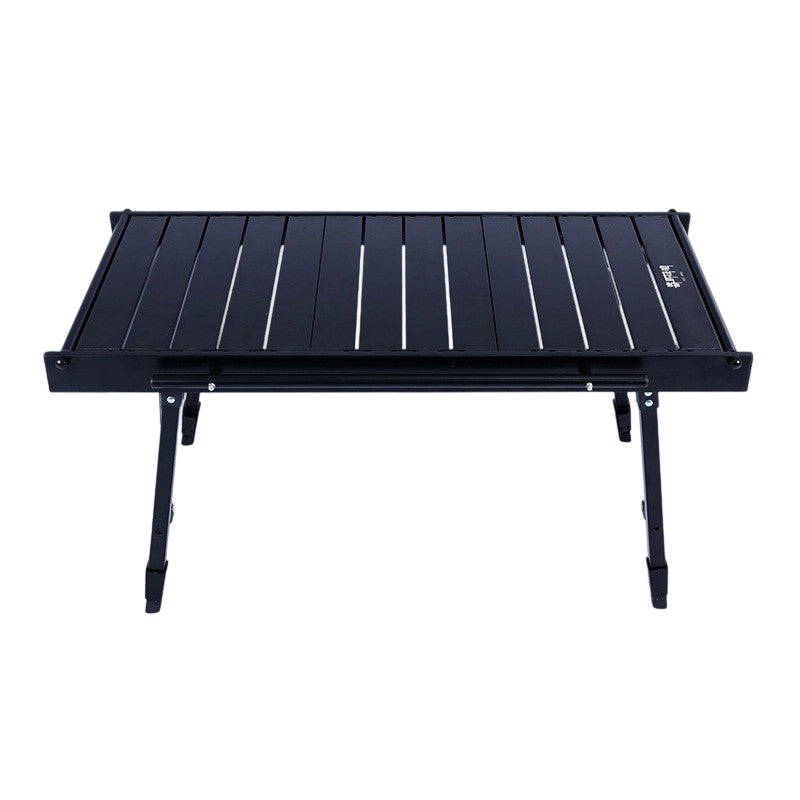 Sleek Contemporary Industrial Aluminum Foldable Rectangular Outdoor Coffee Table, 1-Tier for Patio