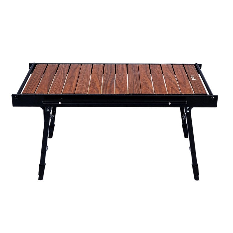 Sleek Contemporary Industrial Aluminum Foldable Rectangular Outdoor Coffee Table, 1-Tier for Patio