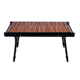 Sleek Contemporary Industrial Aluminum Foldable Rectangular Outdoor Coffee Table, 1-Tier for Patio