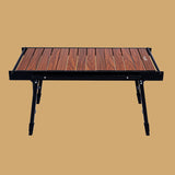 Sleek Contemporary Industrial Aluminum Foldable Rectangular Outdoor Coffee Table, 1-Tier for Patio
