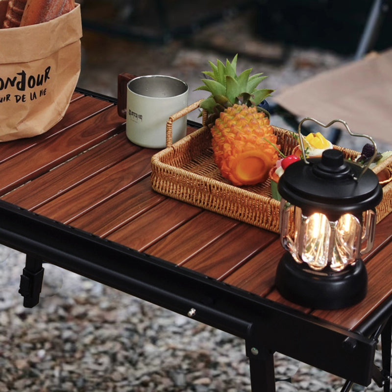 Sleek Contemporary Industrial Aluminum Foldable Rectangular Outdoor Coffee Table, 1-Tier for Patio