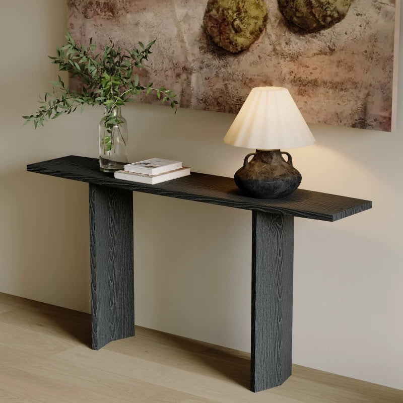 Modern Minimalist Rectangular Console Table — Pine & Ash Wood, 1-Tier, Perfect for Entryway