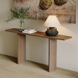 Modern Minimalist Rectangular Console Table — Pine & Ash Wood, 1-Tier, Perfect for Entryway
