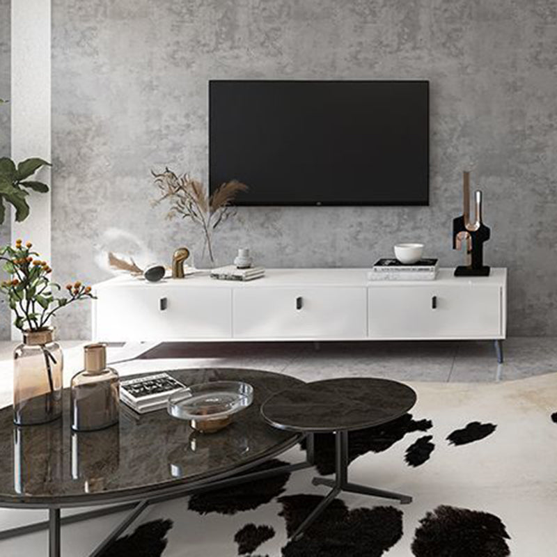 Modern Minimalist Rectangular TV Stand with 4 Drawers - Engineered Wood for Living Room