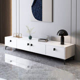 Modern Minimalist Rectangular TV Stand with 4 Drawers - Engineered Wood for Living Room