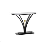 Modern Minimalist Rectangular Console Table in Sintered Stone with Stainless Steel Frame — 1-Tier for Entryway