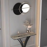 Modern Minimalist Rectangular Console Table in Sintered Stone with Stainless Steel Frame — 1-Tier for Entryway