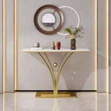 Modern Minimalist Rectangular Console Table in Sintered Stone with Stainless Steel Frame — 1-Tier for Entryway