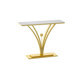 Modern Minimalist Rectangular Console Table in Sintered Stone with Stainless Steel Frame — 1-Tier for Entryway