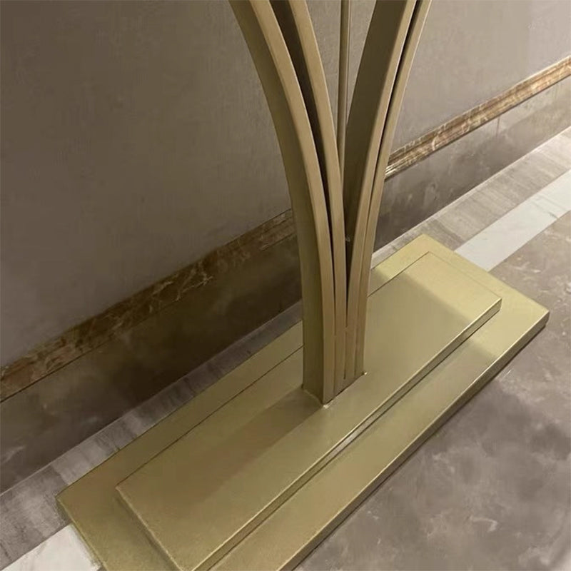 Modern Minimalist Rectangular Console Table in Sintered Stone with Stainless Steel Frame — 1-Tier for Entryway