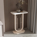 Sleek Modern Minimalist Rectangular Console Table with Sintered Stone Top and Carbon Steel Frame - 1-Tier Entryway Table