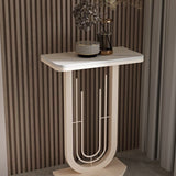 Sleek Modern Minimalist Rectangular Console Table with Sintered Stone Top and Carbon Steel Frame - 1-Tier Entryway Table