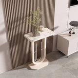 Sleek Modern Minimalist Rectangular Console Table with Sintered Stone Top and Carbon Steel Frame - 1-Tier Entryway Table