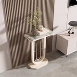 Sleek Modern Minimalist Rectangular Console Table with Sintered Stone Top and Carbon Steel Frame - 1-Tier Entryway Table