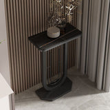 Sleek Modern Minimalist Rectangular Console Table with Sintered Stone Top and Carbon Steel Frame - 1-Tier Entryway Table