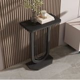 Sleek Modern Minimalist Rectangular Console Table with Sintered Stone Top and Carbon Steel Frame - 1-Tier Entryway Table