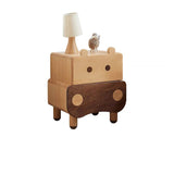 Contemporary Bear-Shaped Nightstand in Solid Walnut – 2-Drawer Kids Bedroom Furniture