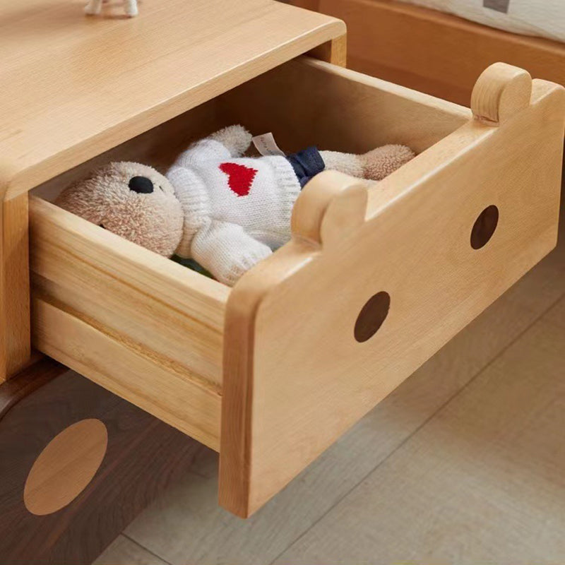 Contemporary Bear-Shaped Nightstand in Solid Walnut – 2-Drawer Kids Bedroom Furniture