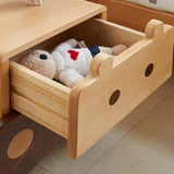 Contemporary Bear-Shaped Nightstand in Solid Walnut – 2-Drawer Kids Bedroom Furniture