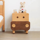 Contemporary Bear-Shaped Nightstand in Solid Walnut – 2-Drawer Kids Bedroom Furniture