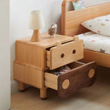Contemporary Bear-Shaped Nightstand in Solid Walnut – 2-Drawer Kids Bedroom Furniture