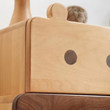 Contemporary Bear-Shaped Nightstand in Solid Walnut – 2-Drawer Kids Bedroom Furniture