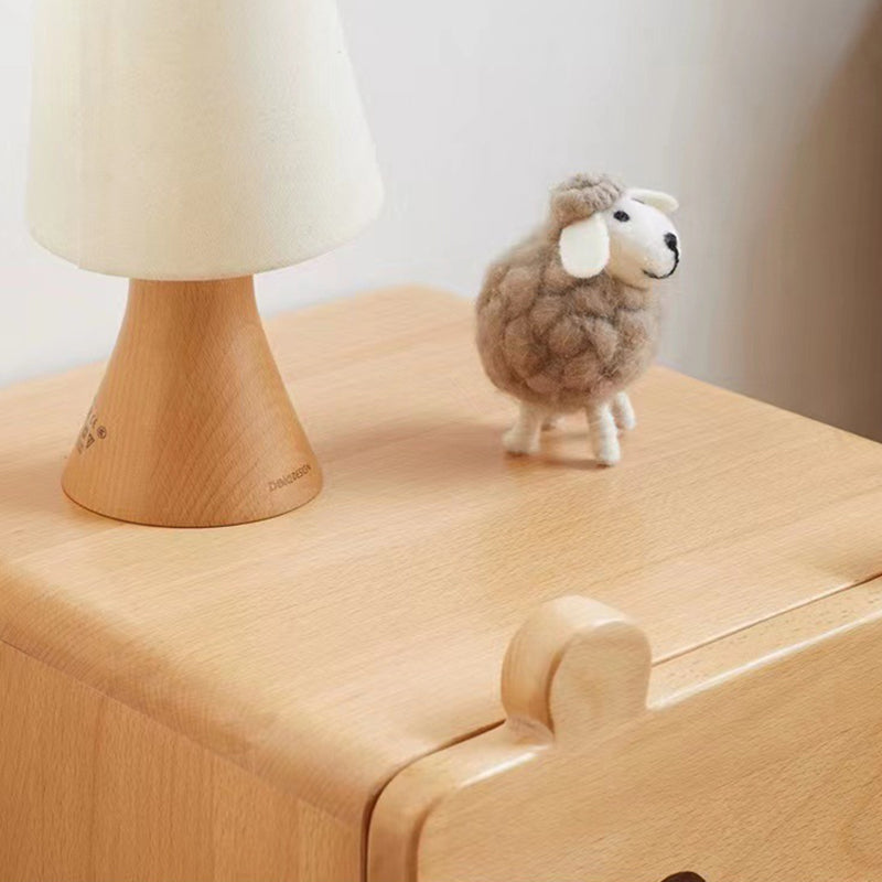 Contemporary Bear-Shaped Nightstand in Solid Walnut – 2-Drawer Kids Bedroom Furniture