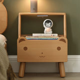 Bear-Shaped Oak Nightstand for Kids — Contemporary 1-Drawer Bedroom Table