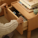 Bear-Shaped Oak Nightstand for Kids — Contemporary 1-Drawer Bedroom Table